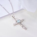 Personalizado I Love You Birthstone Cruz Collar Dainty Joyería Bautizo Oración Día Aniversario Regalo para Mujeres Cristianas