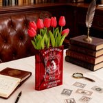 Personalized Retro Reading Girl Clear Acrylic Book Vase with Name Bookshelf Room Decor Birthday Gift for Friends Book Lovers