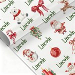 Personalized Santa Claus Elk Snowman Wrapping Paper with Name Christmas Favor Packing Gift for Kids Family Friends