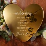 Panneau de mariage en acrylique personnalisé en forme de coeur avec nom et date Cadeau d'anniversaire de mariage et de fiançailles pour couple