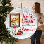 Personalized I Know Heaven Is A Beautiful Place Photo Christmas Ornament with Name Memorial Gift for Loss of Loved One