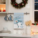 Personalized Ice Skating Snowman Kitchen Tea Towel with Text Kitchen Supplies Christmas Gift for Family Friends