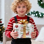 Personalized Santa Claus Elk Snowman Wrapping Paper with Name Christmas Favor Packing Gift for Kids Family Friends