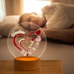 Personalizada Abuela Corazón con Familia Niños Nombres LED Luz de Noche con Base de Madera Navidad Día de la Madre Regalo para Mamá Abuela