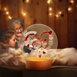 Personalizada Abuela Corazón con Familia Niños Nombres LED Luz de Noche con Base de Madera Navidad Día de la Madre Regalo para Mamá Abuela