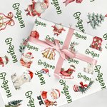 Personalized Santa Claus Elk Snowman Wrapping Paper with Name Christmas Favor Packing Gift for Kids Family Friends