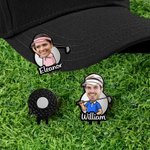 Personlig tegneseriefigur ansiktsfoto golfballmarkør magnetisk hattklips med navn bursdagsgave til golfelskere