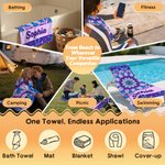 Mandala personalizzato in stile boemo Asciugamano da spiaggia ad asciugatura rapida con nome Essenziale da viaggio Festa in spiaggia Regalo di compleanno per donne uomini