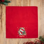 Personalisierte Rote Serviette mit Cartoon-Rentier Baum Initiale Namen aus 100% Baumwolle Weihnachtstisch Deko Weihnachtsgeschenk für Familie Freund