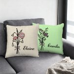 Personalizada Nacimiento Flor Lazo Rosa Multicolor Funda Almohada con Nombre Decoración del Hogar Cumpleaños Aniversario Regalo para Mujeres Niñas