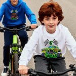 Maglietta personalizzata Big Wheel Off-Road Truck Multicolore Felpa con cappuccio per bambini con età e nome Regalo di Natale di compleanno per bambini