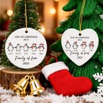 Spersonalizowana ceramiczna ozdoba z imionami i rokiem na choinkę Nasze pierwsze Boże Narodzenie Penguin Family Heart Christmas Gift for Family Kids