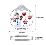 Ornamento in vetro con nome e testo personalizzato da 1 a 14 impronte di zampe e cuori di pupazzo di neve Regalo per l'albero di Natale per la famiglia e gli amici