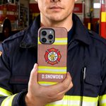 Personalized Maltese Cross Firefighter Uniform Glossy Matte Phone Case with Name for iPhone Samsung Thanksgiving Day Birthday Gift for Firefighters