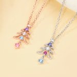 Personalized 1-4 Family Birthstones Christmas Tree Necklace Dainty Jewellery Christmas Anniversary Gift for Mom Grandma