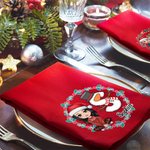 Guirlande Personnalisée Personnage Cartoon Initial 100% Coton Rouge Serviette Réutilisable avec Nom Décoration de Table Cadeau de Noël pour Famille Enfants
