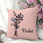 Personalizada Nacimiento Flor Lazo Rosa Multicolor Funda Almohada con Nombre Decoración del Hogar Cumpleaños Aniversario Regalo para Mujeres Niñas