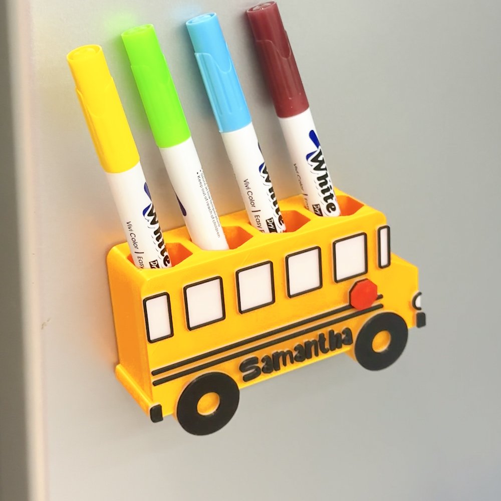 Personalized School Bus Dry Erase Marker Holder with Name Classroom Decor Back to School Gift for Teacher Student 6