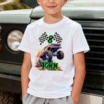 Maglietta personalizzata Big Wheel Off-Road Truck Multicolore Felpa con cappuccio per bambini con età e nome Regalo di Natale di compleanno per bambini