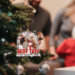 Personalisierte Weihnachtslichter Beste Reise Foto Acryl hängenden Ornament mit Text Jahr und goldenen Seil Home Decor Weihnachtsgeschenk für Familie Freunde