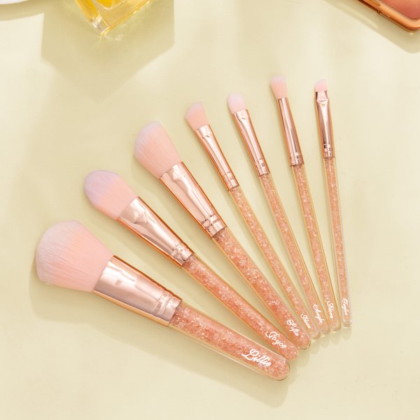 Gepersonaliseerde Professionele Roze Make-up 7-delige borstel set met naam Verjaardagscadeau voor vrouwen meisjes