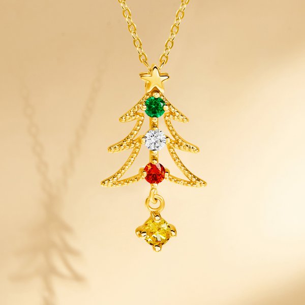 Personalisierte 1-4 Familie Birthstones Weihnachtsbaum Halskette Zierliche Schmuck Weihnachten Jahrestag Geschenk für Mama Oma