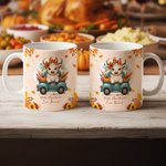 Henkilökohtainen söpö Highland Cow Pumpkin 11 oz 15 oz Keraaminen muki nimellä Syksyn kiitospäivä Syntymäpäivälahja Highland Cow ystäville