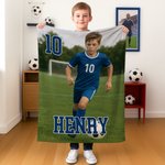 Personalisierte Sport Foto weiche Decke mit Sport Zahl und Name Home Decor Geburtstagsgeschenk für Sportfans werfen