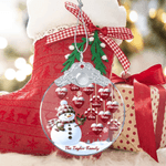 Ornamento in vetro con nome e testo personalizzato da 1 a 14 impronte di zampe e cuori di pupazzo di neve Regalo per l'albero di Natale per la famiglia e gli amici