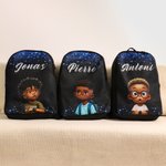 Personalized African Boy Pattern Backpack Lunch Bag Pencil Case Water Bottle Set of 4 with Name Back to School Christmas Gift for Boys Students