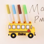 Personlig Skolbuss Torr Radering Markörhållare med Namn Klassrumsinredning Tillbaka till skolan Present till lärare Student