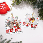 Personalisierte Weihnachtslichter Beste Reise Foto Acryl hängenden Ornament mit Text Jahr und goldenen Seil Home Decor Weihnachtsgeschenk für Familie Freunde