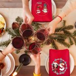 Guirlande Personnalisée Personnage Cartoon Initial 100% Coton Rouge Serviette Réutilisable avec Nom Décoration de Table Cadeau de Noël pour Famille Enfants