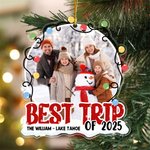Personalisierte Weihnachtslichter Beste Reise Foto Acryl hängenden Ornament mit Text Jahr und goldenen Seil Home Decor Weihnachtsgeschenk für Familie Freunde