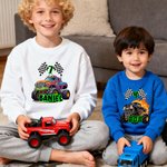 Maglietta personalizzata Big Wheel Off-Road Truck Multicolore Felpa con cappuccio per bambini con età e nome Regalo di Natale di compleanno per bambini