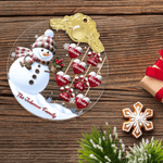 Ornamento in vetro con nome e testo personalizzato da 1 a 14 impronte di zampe e cuori di pupazzo di neve Regalo per l'albero di Natale per la famiglia e gli amici