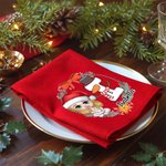 Guirlande Personnalisée Personnage Cartoon Initial 100% Coton Rouge Serviette Réutilisable avec Nom Décoration de Table Cadeau de Noël pour Famille Enfants