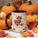 Henkilökohtainen söpö Highland Cow Pumpkin 11 oz 15 oz Keraaminen muki nimellä Syksyn kiitospäivä Syntymäpäivälahja Highland Cow ystäville