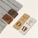 Personalized Floral Initial Set of 10 PU Leather Tags with Text Handicraft Accessories Birthday Gift for DIY Knitting Sewing Lovers