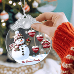 Ornamento in vetro con nome e testo personalizzato da 1 a 14 impronte di zampe e cuori di pupazzo di neve Regalo per l'albero di Natale per la famiglia e gli amici