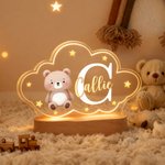 Luz nocturna personalizada de acrílico con nombre y animales de dibujos animados con base de madera regalo de cumpleaños y aniversario para niños