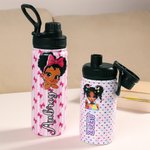 Personalized Cartoon Black Girl Backpack Lunch Bag Pencil Case Water Bottle Set with Name Back to School Birthday Gift for Black Girls