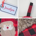 Personalised Embroidered Faux Fur Buffalo Plaid Christmas Stocking with Name Christmas Decor Christmas Gift for Family Kid