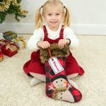 Personalised Embroidered Faux Fur Buffalo Plaid Christmas Stocking with Name Christmas Decor Christmas Gift for Family Kid