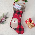 Personalised Embroidered Faux Fur Buffalo Plaid Christmas Stocking with Name Christmas Decor Christmas Gift for Family Kid