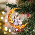 Personalized Cartoon Mother and Kid Character Moon Acrylic Ornament with Names Tree Decoration Christmas Anniversary Gift for Family