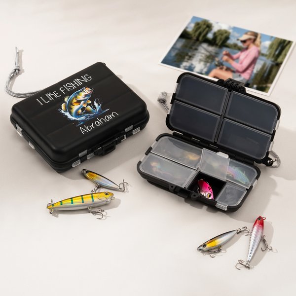 Personalized Portable Fishing Storage Box Set with Lifelike Fishing Lures and Name Fishing Accessories Father's Day Gift for Fishing Enthusiasts
