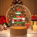 Veilleuse LED personnalisée Père Noël avec 1 à 8 noms et socle en bois Cadeau de Noël pour les enfants et la famille