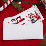 Personalized Christmas Reindeer Initial Money Holder Card Wallet with Name and Envelope Christmas Gift for Family Kids