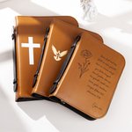 Personalisierte Buchhülle mit Kreuzmotiv Text und Namen | Geburtsblume wählbar | Bibeltasche | Taufe Konfirmation Geburtstag Geschenk für Christen